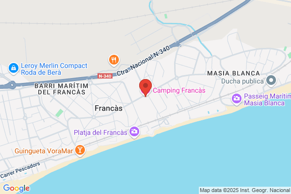 Camping Francas - Bungalows - Primera Línea de Playa supermercados - restaurante